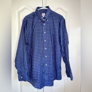 Brooks Brothers 346 Mens Blue Plaid Button Front Long Sleeve Shirt Size M